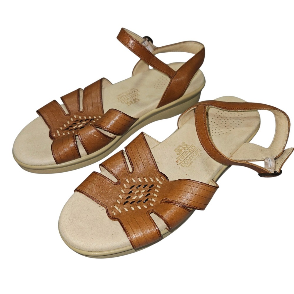 SAS VTG Tripad Comfort Leather Walking Sandals Brown Sz 8.5 W Made in USA